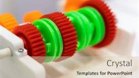  Presentation with gear - Presentation design featuring printing-3d-printer-gear-printed background and a soft green colored foreground