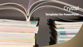  Presentation with tan book stack stacks of books - PPT theme featuring printing books - stacks of magazines on gray background and a gray colored foreground