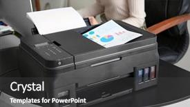  Presentation with 3d printing - Amazing slide set having printing document in office closeup backdrop and a dark gray colored foreground