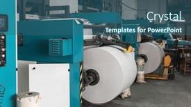  Presentation with warehouse - Presentation theme featuring printing-house-warehouse-interior background and a ocean colored foreground