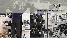  Presentation with equipment - Beautiful slide set featuring printing office - service personnel of printed equipment backdrop and a light gray colored foreground