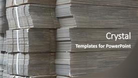  Presentation with corrugated cardboard - PPT theme featuring printing packaging - cardboard cartons corrugated fiberboard paper background and a dark gray colored foreground