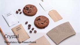  Presentation with branding - Presentation having printing packaging - composition with sugar packages background and a  colored foreground