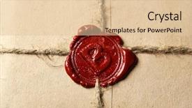  Presentation with wax - PPT layouts featuring printing packaging - parcel with wax seal close background and a  colored foreground