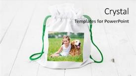  Presentation with textile - Slides having printing packaging - white gift bag from textile background and a  colored foreground