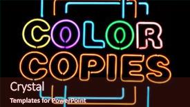  Presentation with 80s era neon lights sign - Audience pleasing presentation theme consisting of printing shop - color copies neon sign backdrop and a  colored foreground