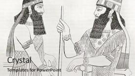  Presentation with paris - Slide deck having printmaking - assyrian artworks found in nineveh background and a light gray colored foreground