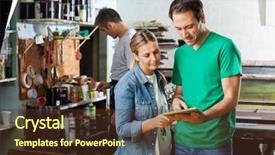  Presentation with digital - Cool new PPT theme with printmaking - happy male supervisor showing digital backdrop and a tawny brown colored foreground