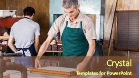  Presentation with mold - Colorful slide deck enhanced with printmaking - mature male worker dipping mold backdrop and a tawny brown colored foreground