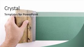  Presentation with green abstracts - PPT layouts enhanced with printmaking - photo of green silkscreening background and a  colored foreground