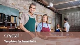  Presentation with man vs woman - PPT layouts having printmaking - portrait of confident man background and a violet colored foreground