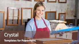  Presentation with confident - Presentation design consisting of printmaking - portrait of confident mid adult background and a tawny brown colored foreground