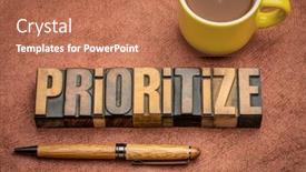  Presentation with motivational - Theme enhanced with prioritize-motivational-word-abstract background and a coral colored foreground