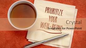  Presentation with personal development - Slide deck featuring prioritize-your-well-being-inspiraitonal background and a coral colored foreground