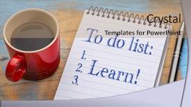  Presentation with goal setting - Slide set having priority learning - do list in a spiral background and a coral colored foreground