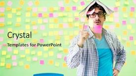  Presentation with student healhty - Slides with priority learning - student with many conflicting priorities background and a  colored foreground