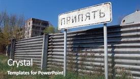  Presentation with pripyat - Slides with pripyat sign chernobyl area lost background and a tawny brown colored foreground