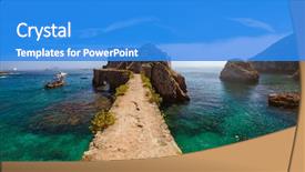  Presentation with fort - Presentation design enhanced with prision - fort in berlenga island background and a teal colored foreground