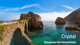  Presentation with fort - Audience pleasing PPT layouts consisting of prision - fort in berlenga island backdrop and a ocean colored foreground