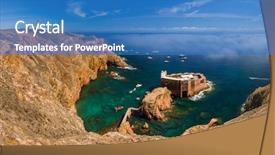  Presentation with fort - Presentation having prision - fort in berlenga island background and a teal colored foreground