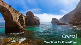  Presentation with survivor island - PPT layouts with prision - fort in berlenga island background and a ocean colored foreground