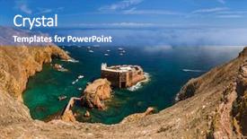  Presentation with fort - PPT layouts with prision - fort in berlenga island background and a teal colored foreground