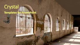  Presentation with bright - Slides featuring prision - old deserted rugged building background and a tawny brown colored foreground