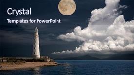  Presentation with prism - Beautiful presentation theme featuring prism - lighthouse at night backdrop and a navy blue colored foreground