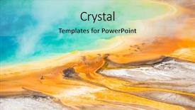  Presentation with spring - Beautiful presentation design featuring prismatic spring from above yellowstone backdrop and a seafoam green colored foreground
