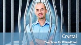  Presentation with jail - Beautiful presentation theme featuring prison bars - portrait of man in jail backdrop and a teal colored foreground