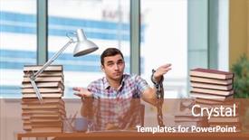  Presentation with graduation black graduate hat - Cool new PPT theme with prison book - young man preparing for graduation backdrop and a  colored foreground