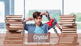  Presentation with graduation black graduate hat - Beautiful PPT layouts featuring prison book - young man preparing for graduation backdrop and a  colored foreground