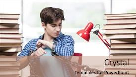  Presentation with graduation black graduate hat - Presentation theme featuring prison book - young man preparing for graduation background and a  colored foreground