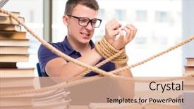  Presentation with forced - PPT layouts enhanced with prison book - young student forced to study background and a coral colored foreground