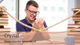  Presentation with forced - PPT theme consisting of prison book - young student forced to study background and a coral colored foreground