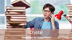  Presentation with student - Amazing PPT layouts having prison book - young student talking backdrop and a  colored foreground