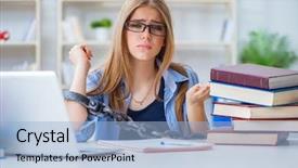  Presentation with worried young female college student - Presentation theme having prison book - young teenage female student preparing background and a  colored foreground