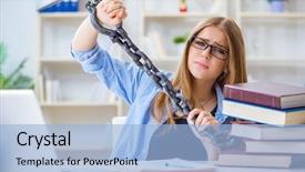  Presentation with teenage - Cool new PPT theme with prison book - young teenage female student preparing backdrop and a  colored foreground