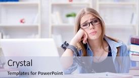  Presentation with teenage - Slide set enhanced with prison book - young teenage female student preparing background and a  colored foreground