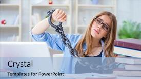  Presentation with worried female college student for health check up - Slide set enhanced with prison book - young teenage female student preparing background and a  colored foreground