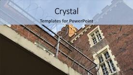  Presentation with building security - Beautiful theme featuring prison building exterior security barbed backdrop and a light blue colored foreground