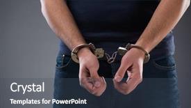  Presentation with criminal justice - Audience pleasing slide deck consisting of prison cuffs justice - man with his hands handcuffed backdrop and a ocean colored foreground