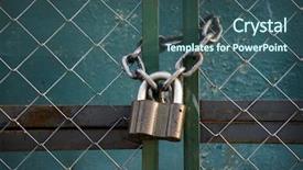  Presentation with chains - Slides with prison door - padlock suspended by two chains background and a ocean colored foreground
