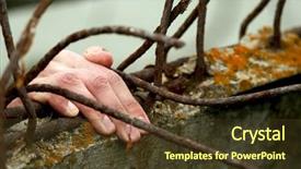  Presentation with prison escape - Amazing presentation design having prison escape - hand of the man which backdrop and a tawny brown colored foreground
