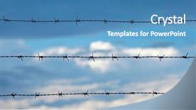  Presentation with sky blue - PPT layouts having prison fence - barbed wire against blue sky background and a teal colored foreground
