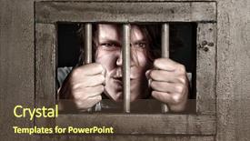  Presentation with prison door - Audience pleasing slides consisting of 3d illustration image of a film strip backdrop and a light gray colored foreground