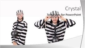  Presentation with prison - Cool new slide deck with prison inmate isolated on the white background backdrop and a white colored foreground