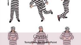  Presentation with prison - Cool new slides with prison inmate isolated on the white background backdrop and a soft green colored foreground