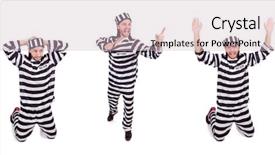  Presentation with prison - Colorful presentation theme enhanced with prison inmate isolated backdrop and a  colored foreground