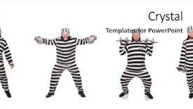  Presentation with prison - Audience pleasing presentation theme consisting of prison inmate with dumbbells isolated backdrop and a white colored foreground